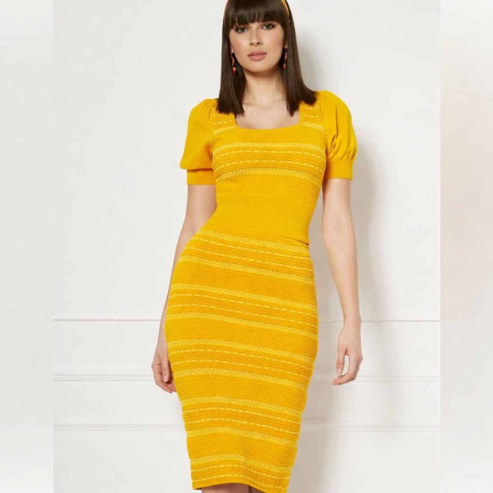 Eva Mendes Chic Yellow Knit skirt and top M